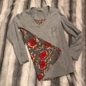 Anthropologie Porridge Gray Whimsy Motifs Top